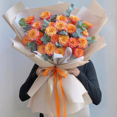 Hoa hồng nhập khẩu màu cam đất sang trọng tại HanaFlower.